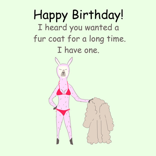 Bikini Llama Happy Birthday Card