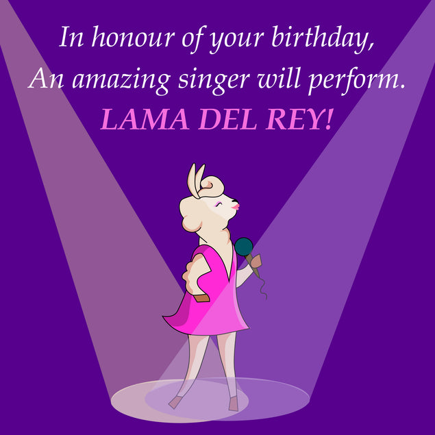 Lama Del Rey Happy Birthday Card Seo_Llama Occasion_Birthday