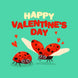 Green Themed Love Bugs Happy Valentine's Day Card