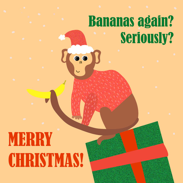 Merry Christmas Bananas Again? Funny Monkey Card Season_Christmas Theme_Monkey