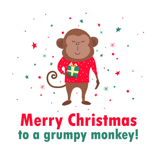 Merry Christmas Grumpy Monkey Card