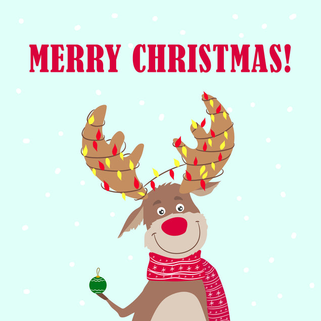 Merry Christmas Happy Moose Ice Skating Card Season_Christmas Seo_Moose