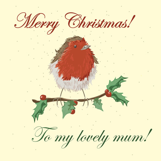 Merry Christmas Lovely Mum Cute Robin Card