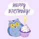Happy Birthday Owl In Purple Card