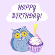 Happy Birthday Owl In Purple Theme_Owl