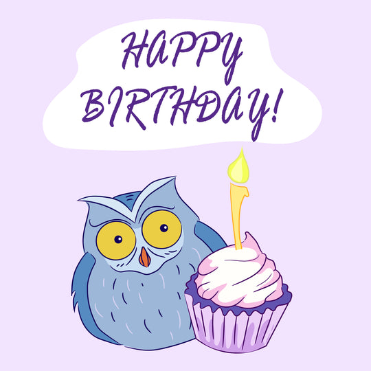 Happy Birthday Owl In Purple Card