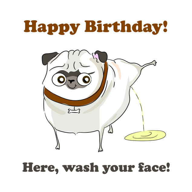 Cheeky Pug Happy Birthday Card Seo_Pug