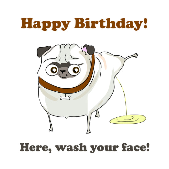 Cheeky Pug Happy Birthday Card