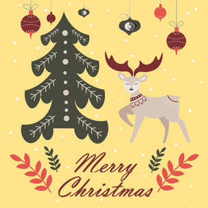 Merry Christmas Scandinavian Deer And Christmas Tree Card Season_Christmas Seo_Nordic