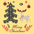 Merry Christmas Scandinavian Deer And Christmas Tree Card Season_Christmas Seo_Nordic