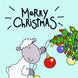 Sheep Decorating Tree Merry Christmas Card