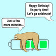 Charging Sloth Happy Birthday Card Seo_Sloth
