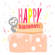 Sloth On A Cake Happy Birthday Card
