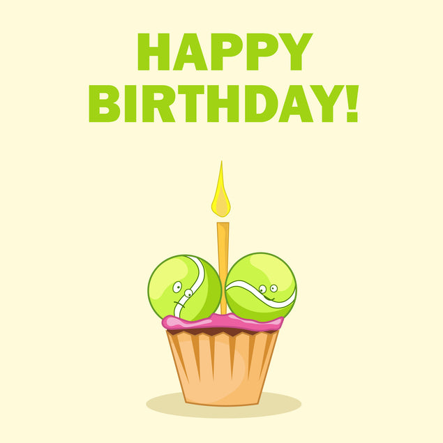Tennis Ball Cupcake Happy Birthday Card Theme_Tennis