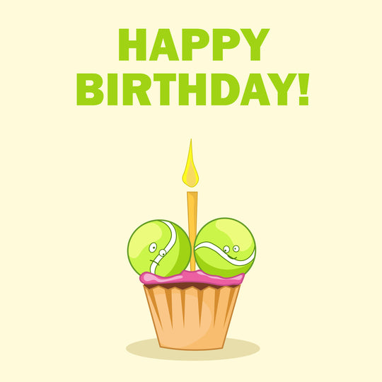 Tennis Ball Cupcake Happy Birthday Card