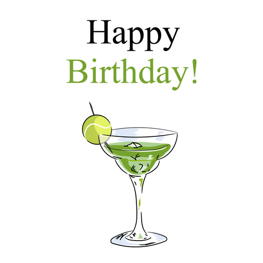 Tennis Ball Cocktail Happy Birthday Card