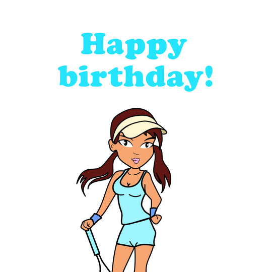 Tennis Player Happy Birthday Card