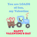 Blue Tractor Happy Valentine's Day Card