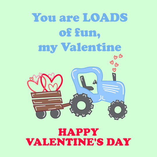 Blue Tractor Happy Valentine's Day Card