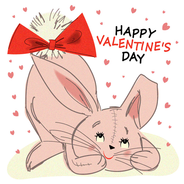Happy Valentine's Day Adorable Bunny Card Season_Valentine’s Day Style_Vintage