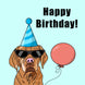 Cool Vizsla Dog With Balloon Happy Birthday Card