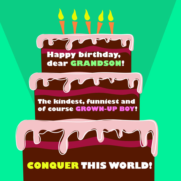 Happy Birthday Grandson Conquer This World Enormous Cake