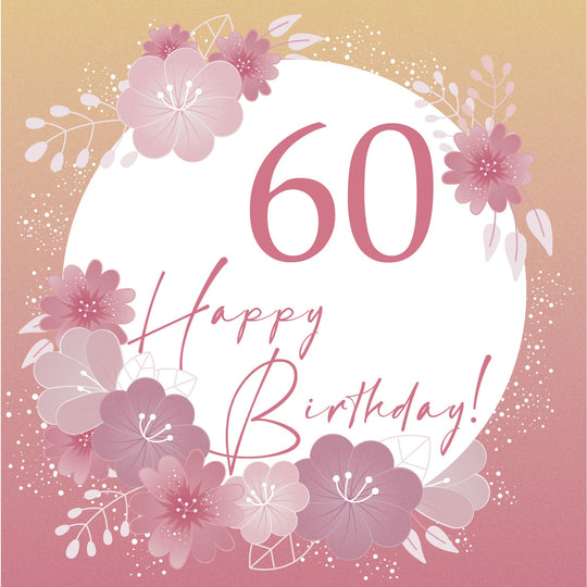 Happy Birthday Flowers 60 Card