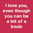 I Love You Even Though You Can Be A Bit Of A Knob Card