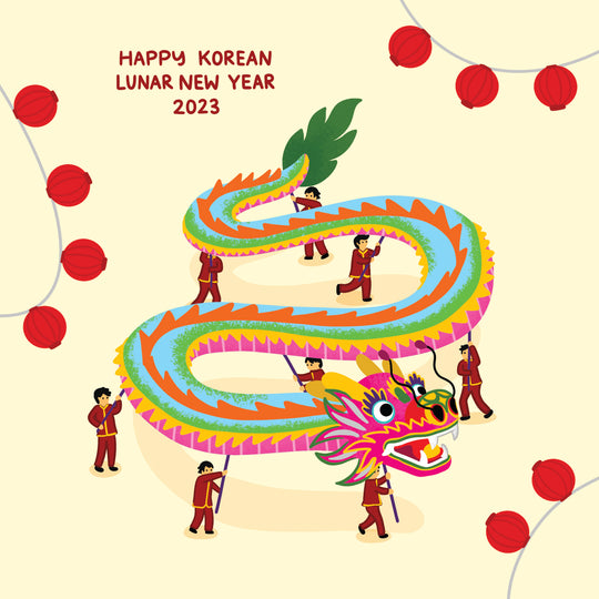 Happy Korean Lunar New Year Huge Dragon Card