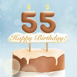 55th Happy Birthday Cake Card