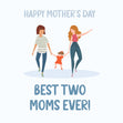 Happy Mother's Day Best Two Moms Ever - Grey Bomb 3D Cube Card
