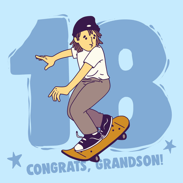Happy 18th Birthday Congrats Grandson Skating Card Occasion_Birthday Recipient_For Grandson Milestone Age_18th Birthday