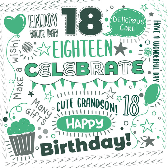 Happy 18th Birthday Cute Grandson Birthday Tokens Card