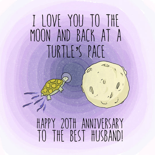 Love You Till The Moon Happy 20th Anniversary Husband Card