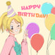 Balloons Anime Happy Birthday Card