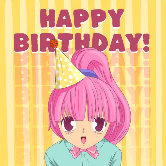 Manga Birthday Card for Teens Boys and Girls - Happy Birthday - Japanese Anime  Card for Bday of