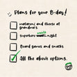 Plans For Your Birthday Cheklist