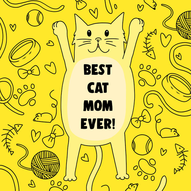 Best Cat Mom Ever Cute Chubby Cat Mother's Day Card Season_Mother’s Day, Sender_From Cat, Seo_For Cat Mom