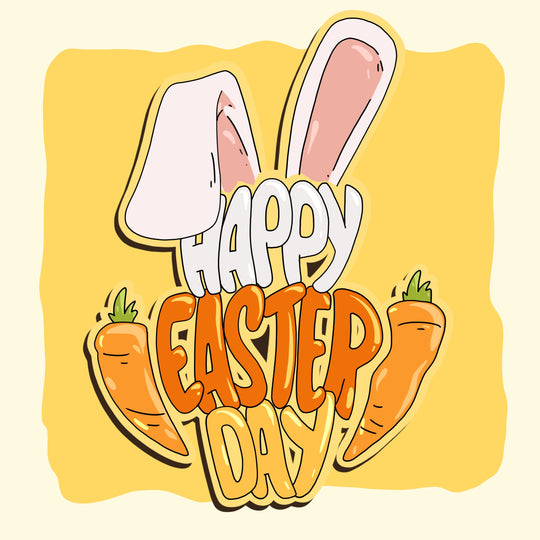 Bunny Ears And Carrots Easter Card