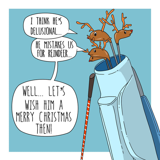 Merry Christmas Reindeer Golf Card