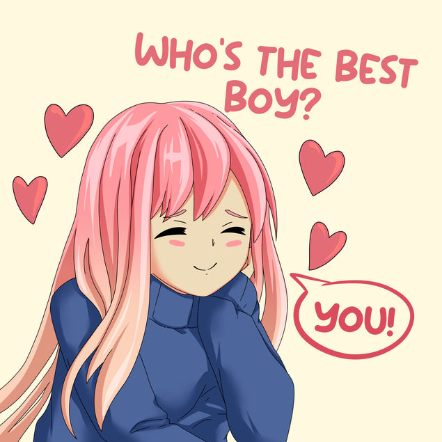 Who's The Best Boy? Cute Anime Girl Valentine's Day Card Season_Valentine's Day Seo_Anime Style_Funny