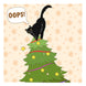 Merry Christmas Black Cat At The Top Of Christmas Tree Card