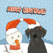 Merry Christmas Black Labrador And A Snowman Card