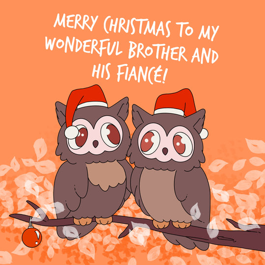 Merry Christmas Wonderful Brother And His Fiance Cute Owls Card