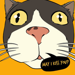 May I Kiss You? Funny Cat Valentine's Day Card Season_Valentine's Day Theme_Cat Style_Funny