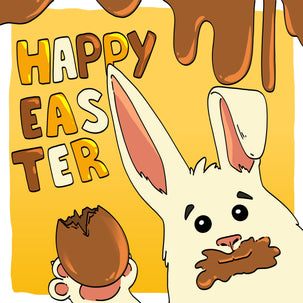 Funny Bunny And Chocolate Egg Easter Card  Season_Easter Theme_Chocolate