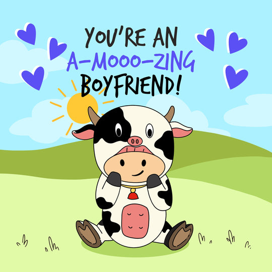 Cute Cow Boyfriend Valentine's Card