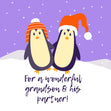 Merry Christmas Wonderful Grandson And His Partner Cute Penguin Couple Card Season_Christmas Recipient_For Grandson Recipient_For Partner