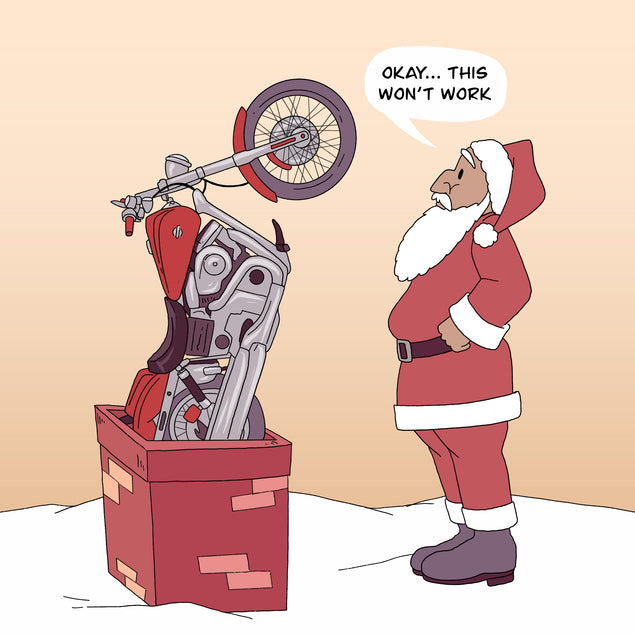 Santa And His Harley Davidson Christmas Card