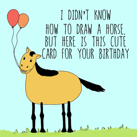 Horse Drawing Happy Birthday Card